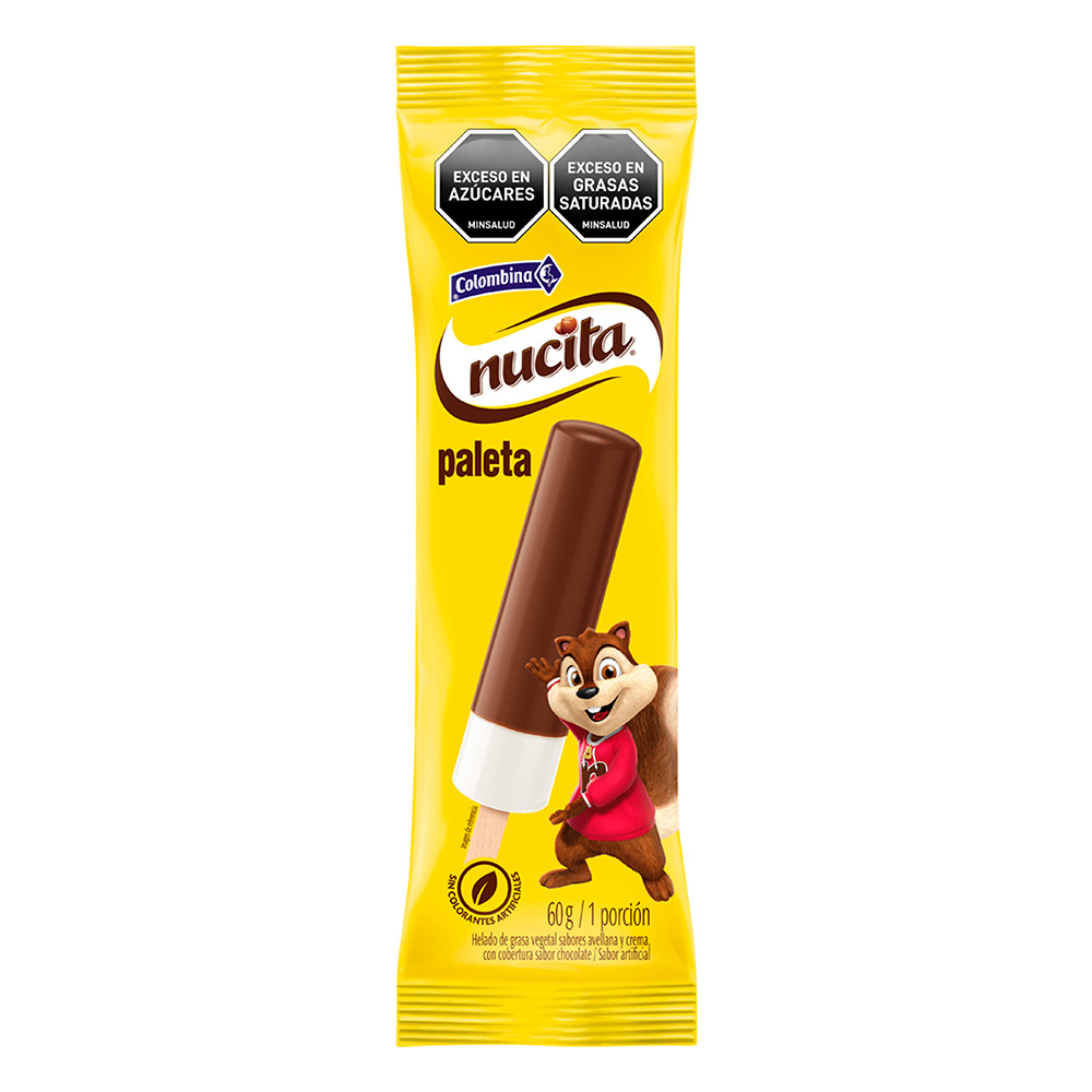 Paleta Nucita Colombina, empaque y etiquetas originales