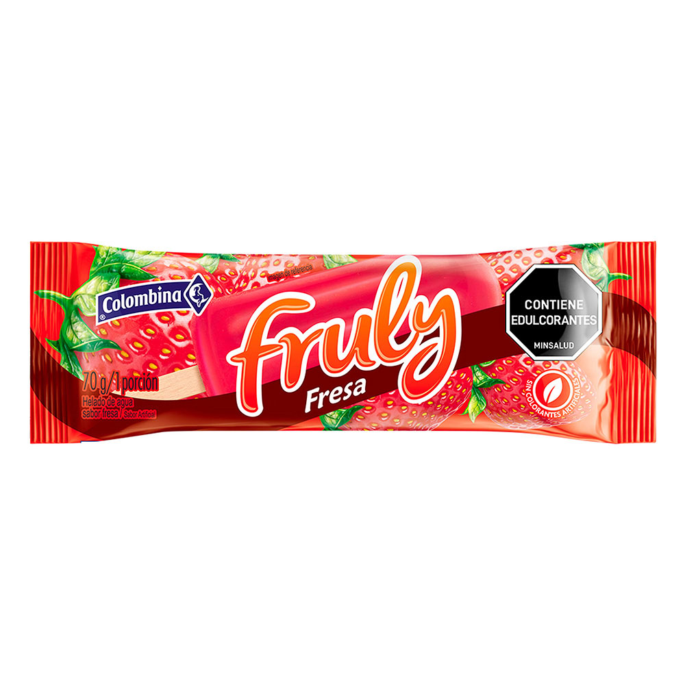 Fruly Fresa Colombina, empaque y etiquetas originales