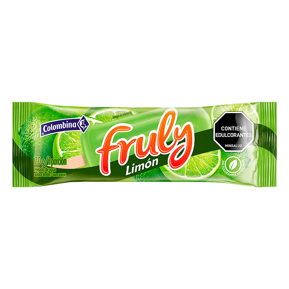 Fruly Limón Colombina, empaque y etiquetas originales