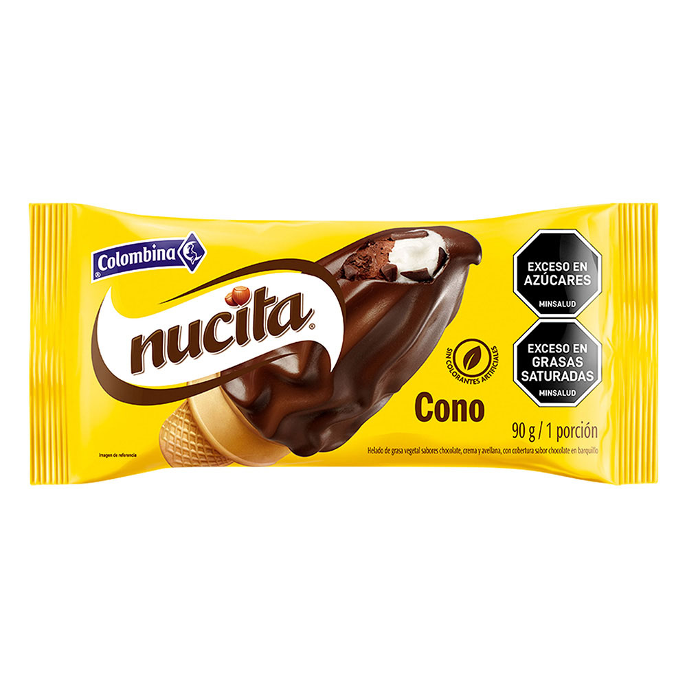Cono Nucita Colombina, empaque y etiquetas originales